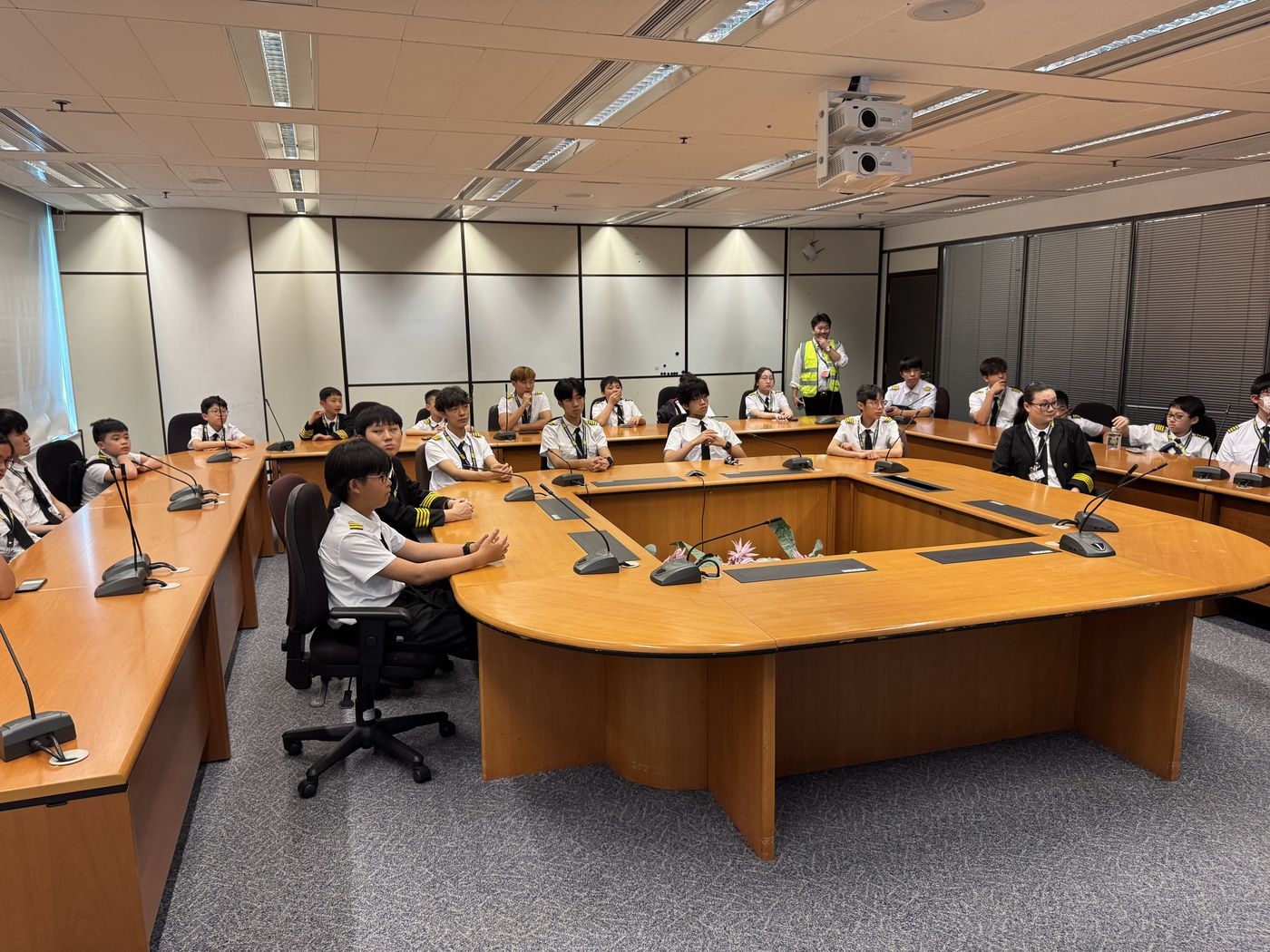 Participants attending an aviation briefing
